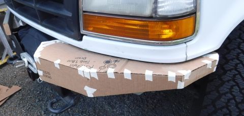 1992 Ford Bronco - Tightened up the dimensions of the bumper wing top "plate" and started boxing the front profile.