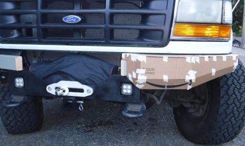 1992 Ford Bronco - Front view. I'm not quite happy just yet with how it intersects the winch plate, but a little more angle to the bottom portion should help…