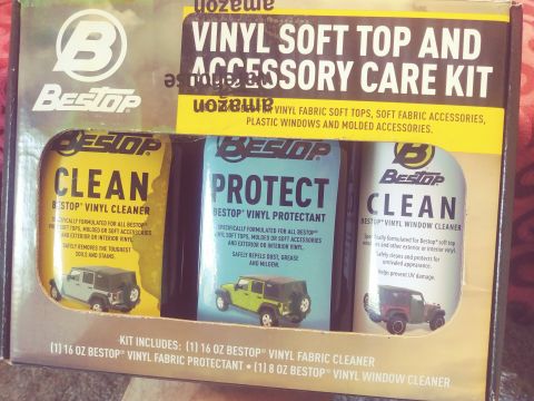 1996 Ford Bronco - This kit contains Bestop vinyl fabric cleaner, vinyl fabric protectant, and vinyl window cleaner.