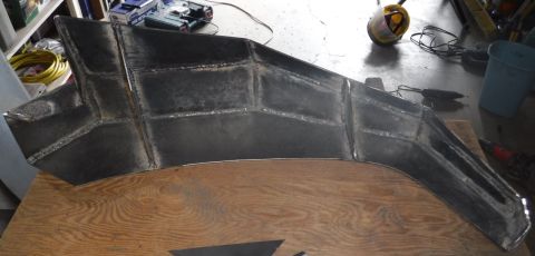 1992 Ford Bronco - Backside view of the bumper wing. The pool of weld material at the far left was added to level that better relative to the winch tray's top…