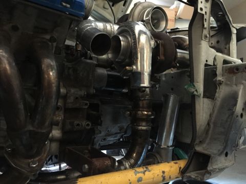 1993 Mercury Tracer - Custom engine build twin turbochargers and extensive piping.