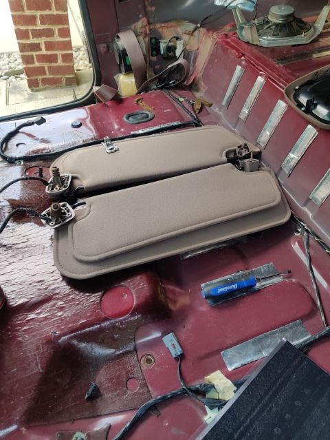 1996 Ford Bronco - 20200719 - Pulled the headliner off so I could get the roof done. These visors are a pain in the ass to pull off when you have no idea how…