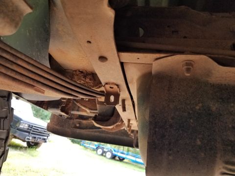 1996 Ford Bronco - There's some minor frame damage where the hitch receiver was, and an extra tab welded to the frame (probably a poor replacement for the exh…