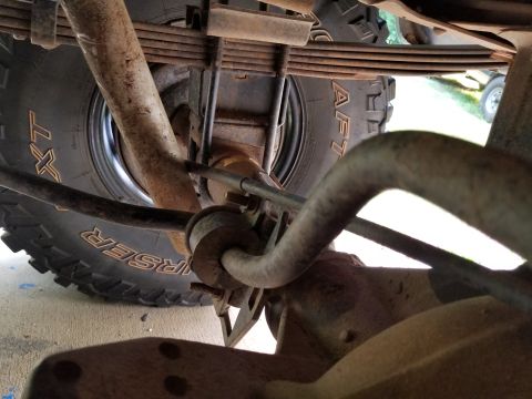 1996 Ford Bronco - Because of the lift, the right e-brake cable doesn't reach the clip on top of the diff. But it still seems to work.