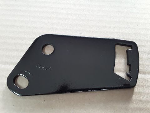 1994 Ford Bronco - A black metal bracket, possibly a mounting bracket, is shown against a neutral background. It has two circular holes and a unique notched c…