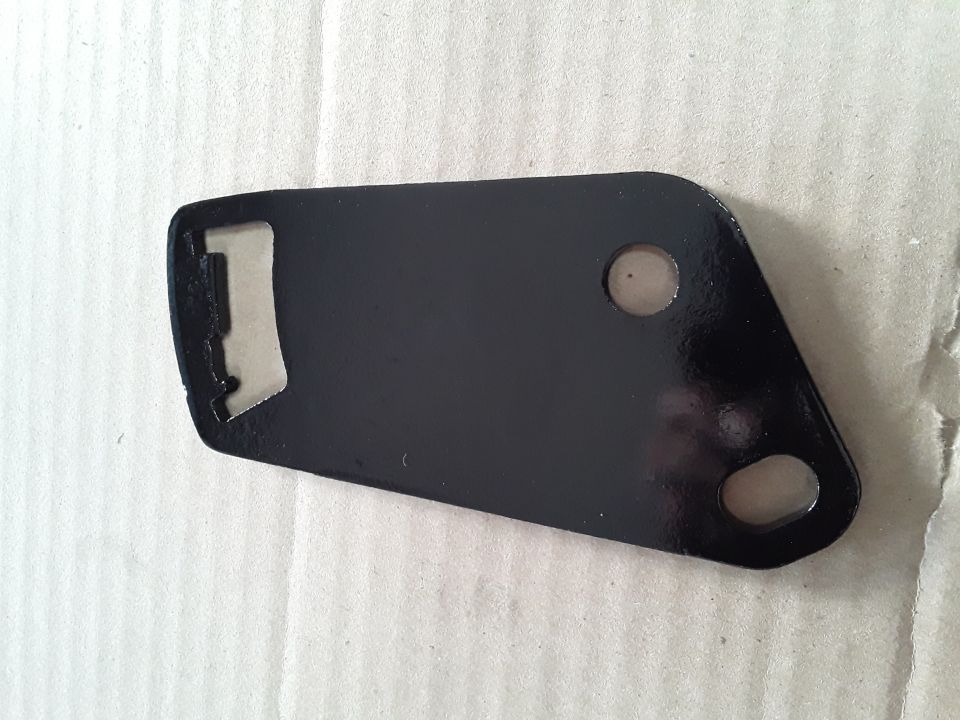 Black metal bracket with two holes and a cutout. Supermotors.net logo visible