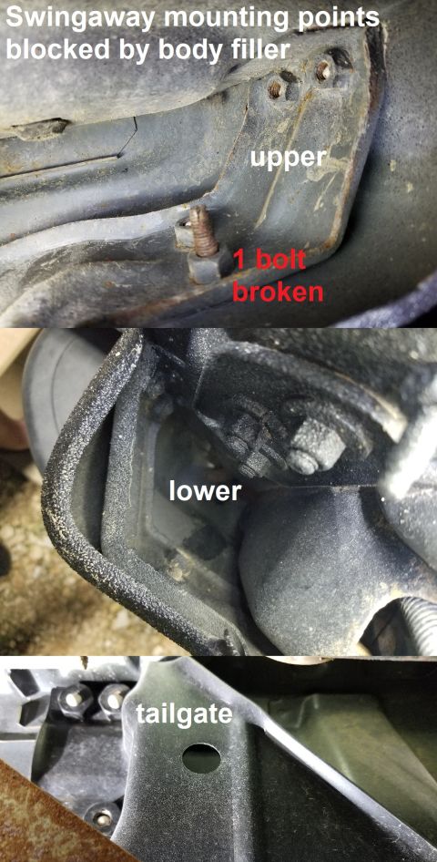 1996 Ford Bronco - 10 of the swingaway nuts are filled; 1 has a broken bolt that would need to be extracted.