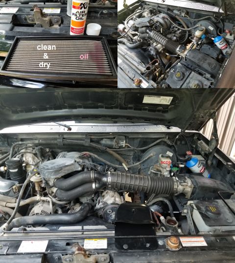 1996 Ford Bronco - The air cleaner is back to the factory cold-air configuration, with a drop-in K&N. After taking that pic, it was fully-oiled. IF THE IMAGE…