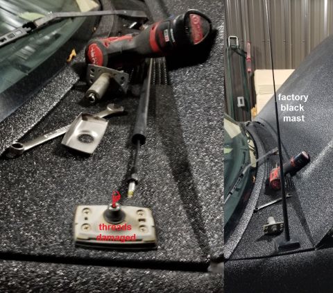 1996 Ford Bronco - The antenna wouldn't screw in, so I had to swap out the base, too. IF THE IMAGE IS TOO SMALL, click it. R&R antenna base (includes used bas…