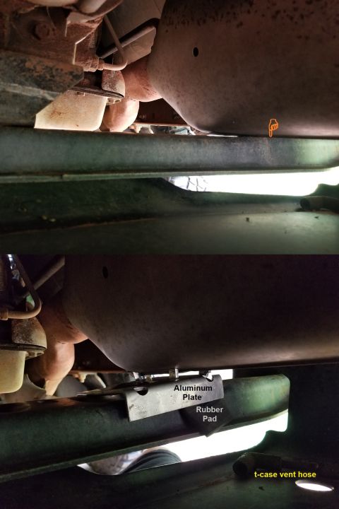 1996 Ford Bronco - After rotating the spring plates, I became very conscious of rattles from the chassis. One of the worst was the Y-pipe (which had been cut…