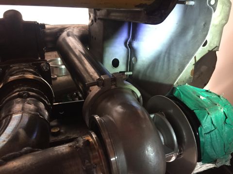1993 Mercury Tracer - Custom exhaust piping and turbocharger installed in an engine bay, with a Supermotors.net watermark visible.