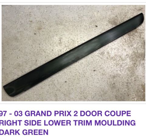 Dark green lower trim moulding for 1997-2003 Grand Prix 2 door coupe