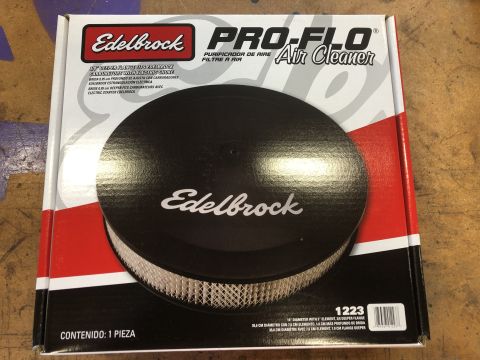 1978 Ford Bronco - Box for an Edelbrock Pro-Flo air cleaner, part number 1223, is shown.