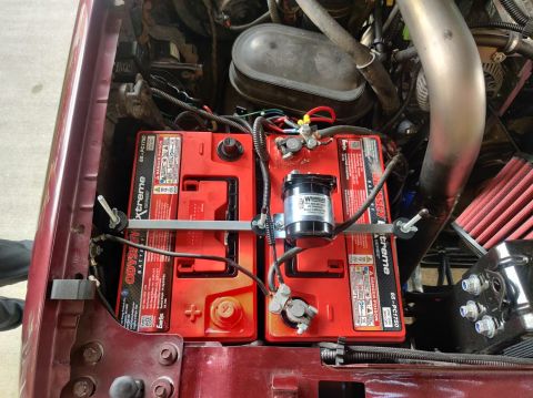 1996 Ford Bronco - 20200806 - Tray and batteries installed. I had to move the engine harness to run under the tray, and it was still really tight. It took a l…
