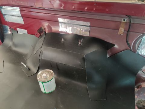 1996 Ford Bronco - 20200815 - Started cementing the MLV in the cargo area driver wheel well.