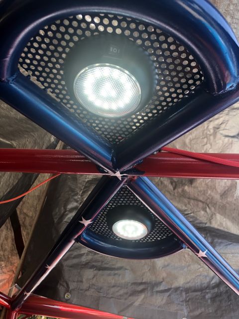 1992 Jeep Wrangler - Custom roll cage interior with LED lighting and star accents.