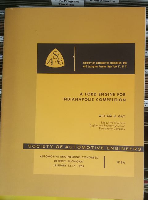 1973 Ford Mustang - This document from the Society of Automotive Engineers details a Ford engine for Indianapolis competition.