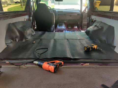 1996 Ford Bronco - 20200820 - I started applying the new vinyl flooring I purchased from Bronco Graveyard (been sitting in the garage for over a year). The ol…