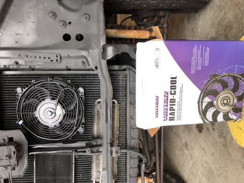 1978 Ford Bronco - Added a pusher fan to assist with cooling.