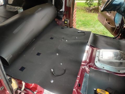 1996 Ford Bronco - 20200821 - Used industrial velcro to keep the MLV tight to the dropoff from the cargo area and help keep the flooring from coming up for wh…
