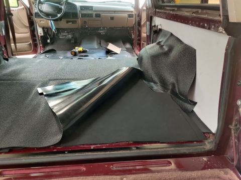1996 Ford Bronco - 20200822 - I had excess CCF, so I put it over the top of the sound deadening vinyl, and under the flooring vinyl to add some softness to th…