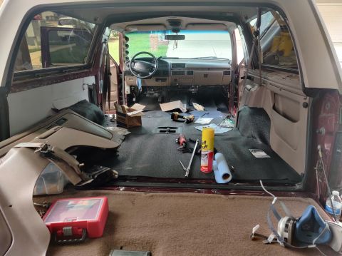 1996 Ford Bronco - 20200822 - Also reinstalled the mounts for the rear seat amongst this disaster of tools and things.