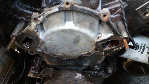 1994 Ford Bronco - Close-up view of an engine water pump, with a ProSelect oil filter in the background.