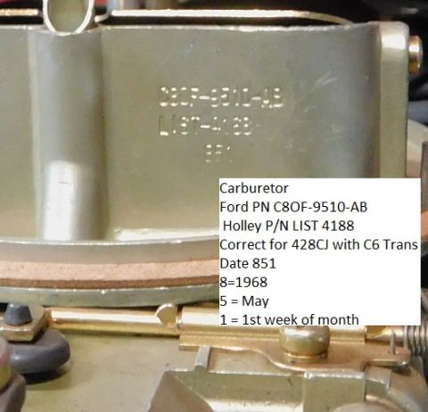 1968 Mercury Cougar - Carburetor date