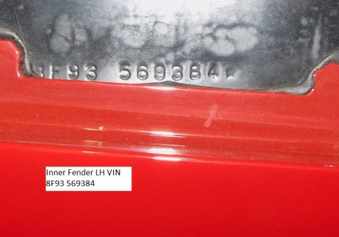 1968 Mercury Cougar - Inner Fender VIN