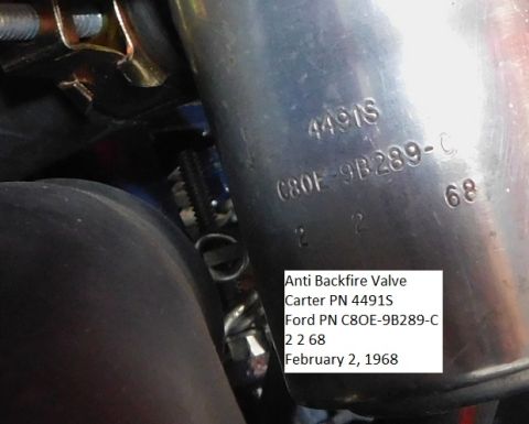 1968 Mercury Cougar - Smog anti backfire valve date