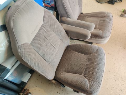 1996 Ford Bronco - 20200901 - Cloth Eddie Bauer beige seats. Passenger seat is in perfect shape. Driver seat is a little flat, but in otherwise good condition.