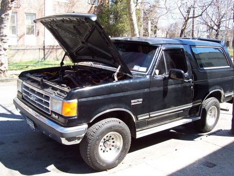 1987 Ford Bronco - Hood up after rebuild.........soaking up some sun!