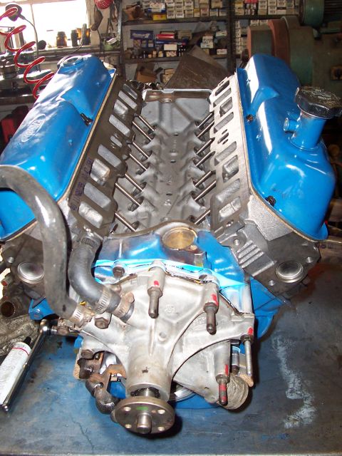 1987 Ford Bronco - Frontl view with headers and heads attached to the block!