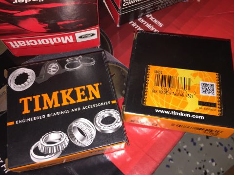 1998 Ford Ranger - Two boxes of Timken engineered bearings and accessories are shown, with a Ford logo visible on a box in the background.