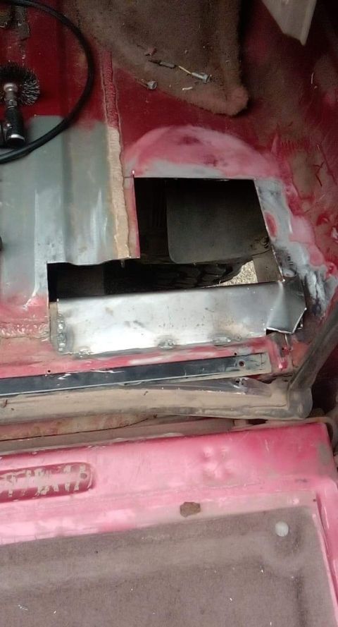 1994 Ford Bronco - Repairing rust damage on a vehicle's floor pan requires cutting out the affected area and welding in new metal.