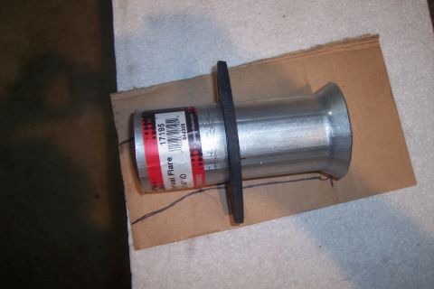 1978 Ford Bronco - A metal exhaust flare fitting with a label is shown resting on a piece of cardboard. The label reads "17195" and "Nominal Flare 3 1/4" ID".