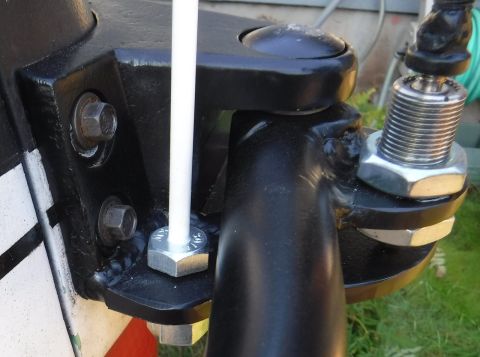 1992 Ford Bronco - Painted, installed, flag whip mounted, holes not yet drilled for the lockout pin's two positions.