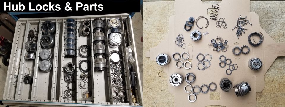Hub locks & parts, cleaned in solvent & inspected