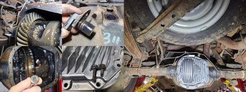 1997 Ford F-250 - After a few good drives without problems, I swapped the rear diff cover to the later cast Aluminum version Dorman 697-725 , which required…