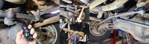 1997 Ford F-250 - While the rear diff was draining, I changed the TRE boots to Energy 9.13101G polyurethane. After chipping away most of the grime, I wirewhe…