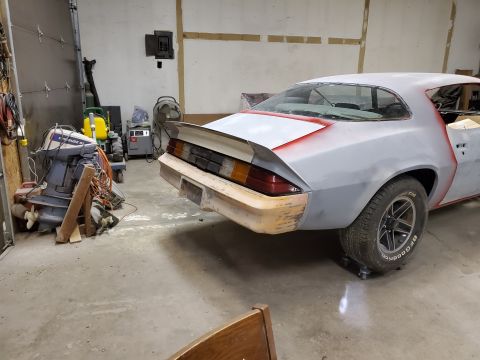 1979 Chevrolet Camaro - This Chevrolet Camaro is in the process of being repaired and repainted, with primer applied to the body panels.