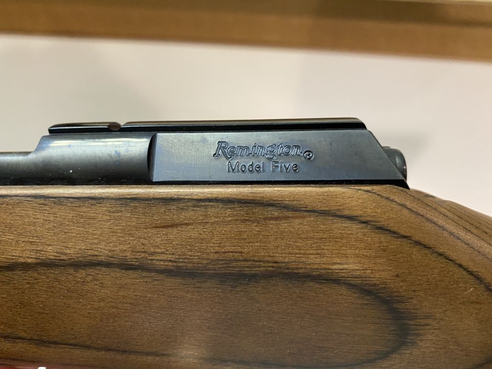 Close-up of Remington Model Five rifle receiver and wooden stock