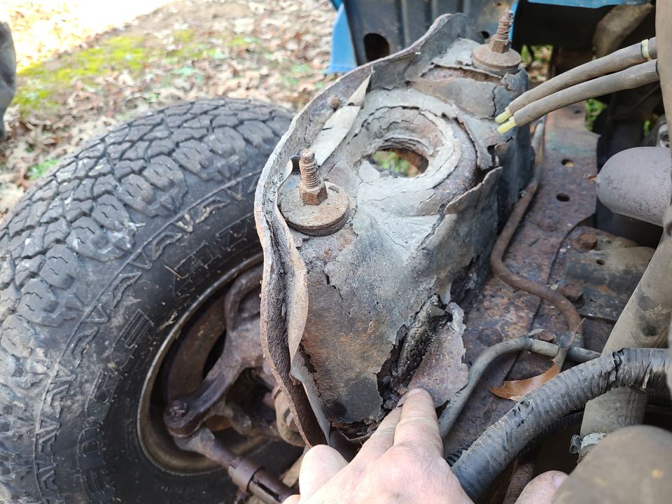 The painted parts of the frame are BADLY rusted - the galvanized & undercoated parts are in better condition.