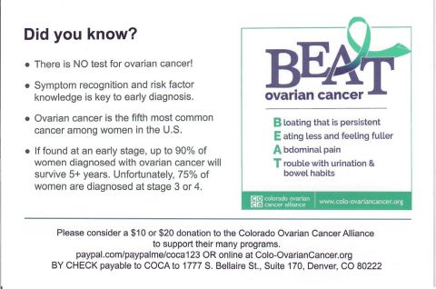 2002 Ford Ranger - This document provides information about ovarian cancer, including facts and the BEAT acronym for symptom recognition.