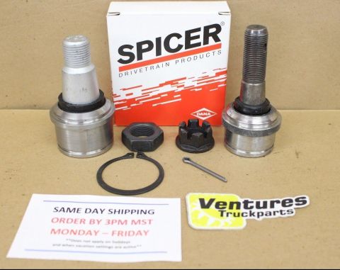 1996 Ford Bronco - Spicer Drivetrain Products ball joint kit includes two ball joints, nuts, a retaining clip, and a cotter pin.