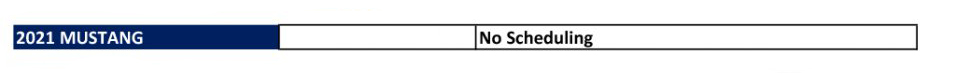 Document showing '2021 Mustang' and 'No Scheduling' text