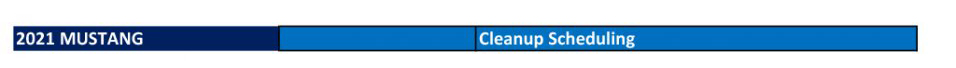 Document section header reads '2021 MUSTANG Cleanup Scheduling'