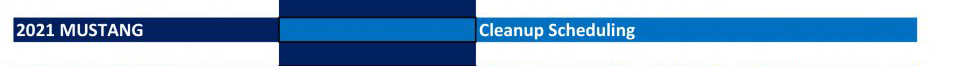 Document with text '2021 MUSTANG' and 'Cleanup Scheduling'