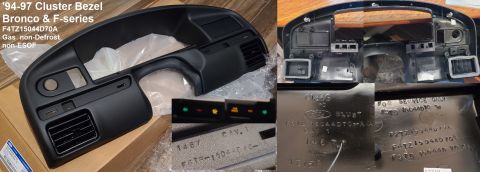1983 Ford Bronco - New Ford '94-97 Instrument Cluster Bezel (F4TZ-15044D70-A) details Like original '94-96 bezels, it lacks the 2 flat clips near the bottom c…