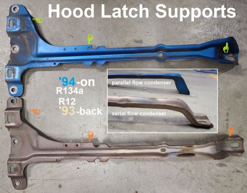 1983 Ford Bronco - Hood Latch Support differences mean that the '94-97 HFC134a parallel-flow condenser does not fit behind the older support. But either conde…